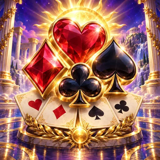 Apollo Pays pokie cover art with Greek columns and gem-cut card symbols