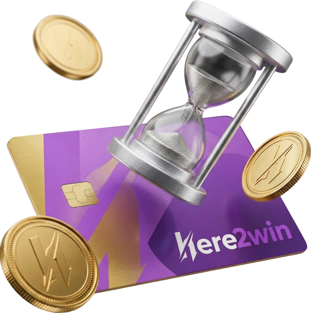 An hourglass resting on a bank card, standing for the identity check that runs before a payout