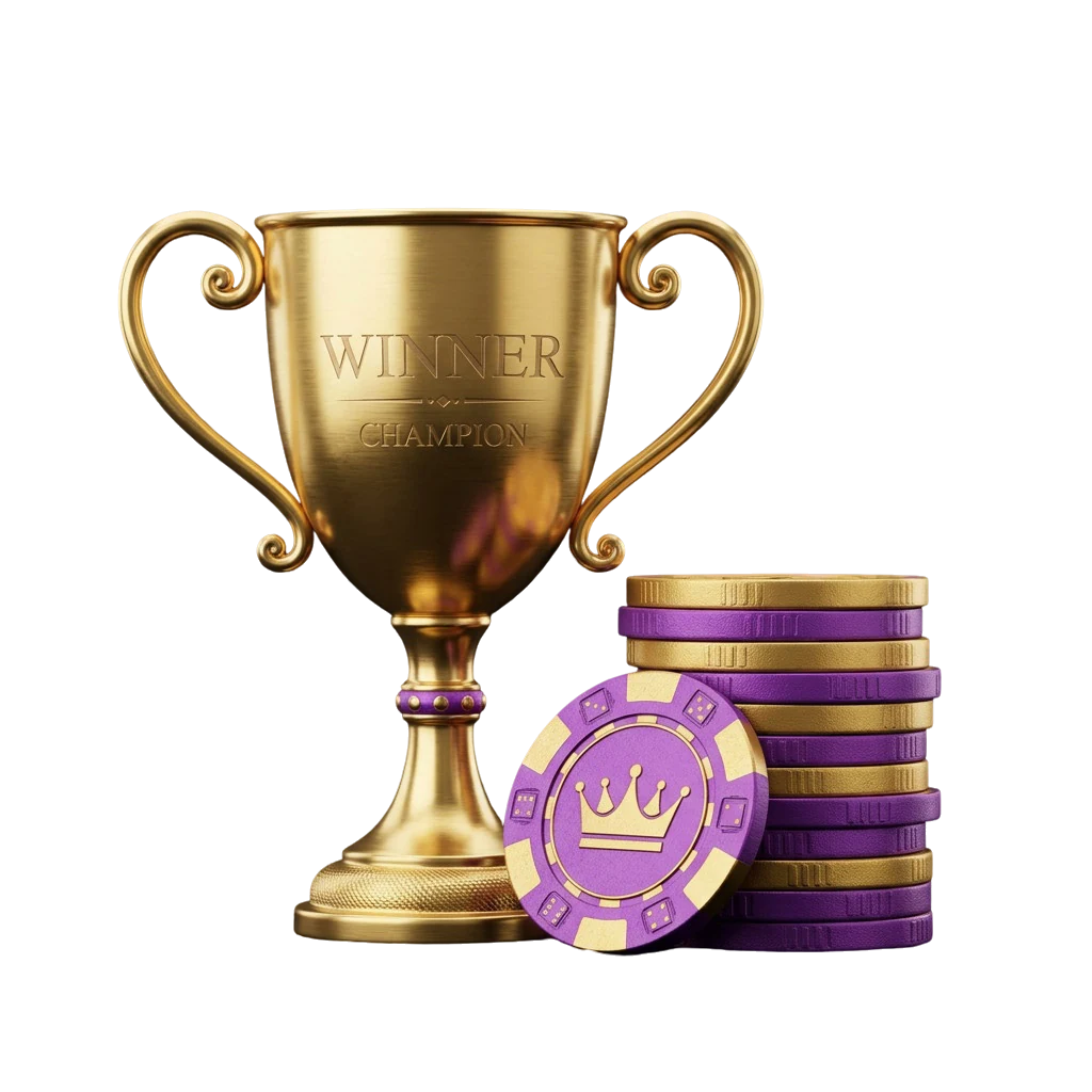 Gold winner's trophy engraved with champion lettering